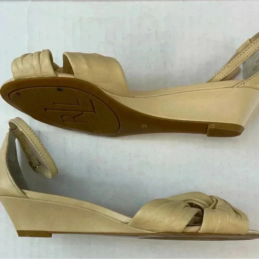 Ralph Lauren Cream color wedge sandals size 5B - Picture 7 of 11